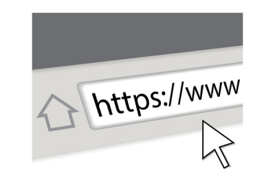 Internet browser URL search bar with mouse pointer